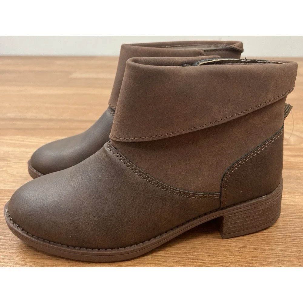 OshKosh B'gosh Youth Girls Size 1 Flip Ankle Boots in Chocolate NEW